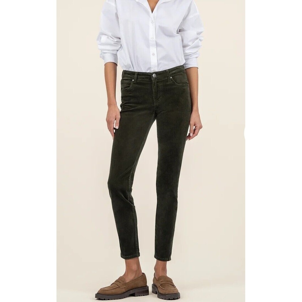 Kut‎ From The Kloth Diana Brown Relaxed Fit Skinny Corduroy Pants SZ 10 Stretch